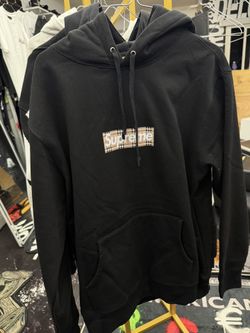 black supreme/burberry hoodie