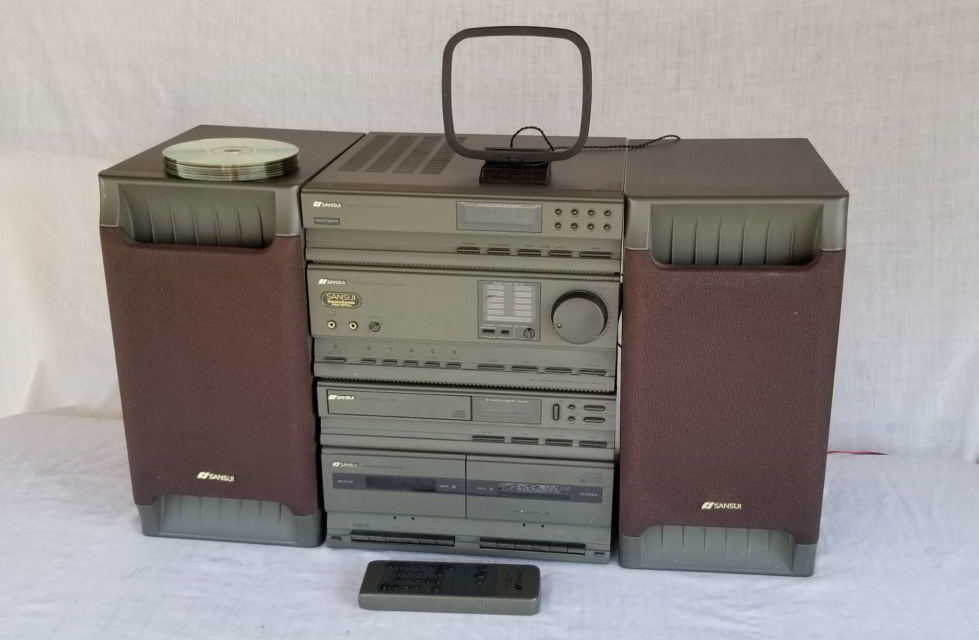 Sansui TA-1000 CDD-1000 2 way Speaker System CD Radio Cassette Remote