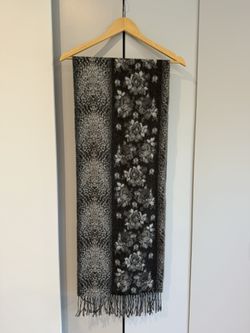 Lord & Taylor Acrylic Scarf — in Black/Gray