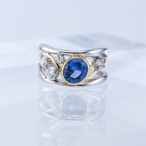 "Fashion Wave Stackable Beautiful Royal Blue Zircon Ring for Women, PD215
 