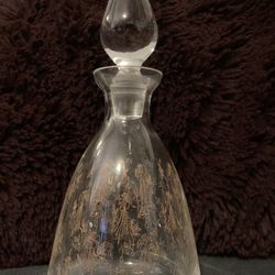 Vintage Lalique-Style Cut Glass Decanter with Teardrop Stopper