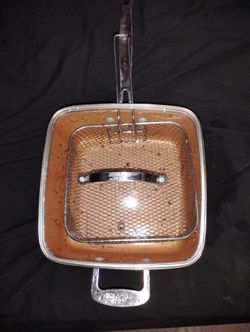 Red Copper Pot With Fryer And Lid