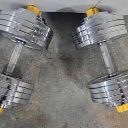 Weight Standard Adjustable Chrome Dumbbells  #200 Lbs Set
