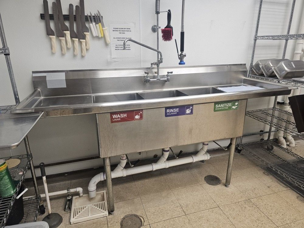 NSF Commercial 3 Bay Sink