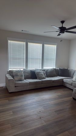 Large Gray Fabric Sectional Sofa