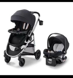 Graco Modes Pramette Travel System with Snugride LX - Edison: Canopy, Snack Tray Forward Facing Seat