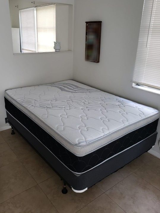 NEW FULL PLUSH PILLOW TOP MATTRESS. Bed frame is not available. Take it home same day 👍