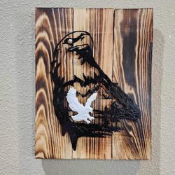 Hand Painted Metal Eagle Plaque