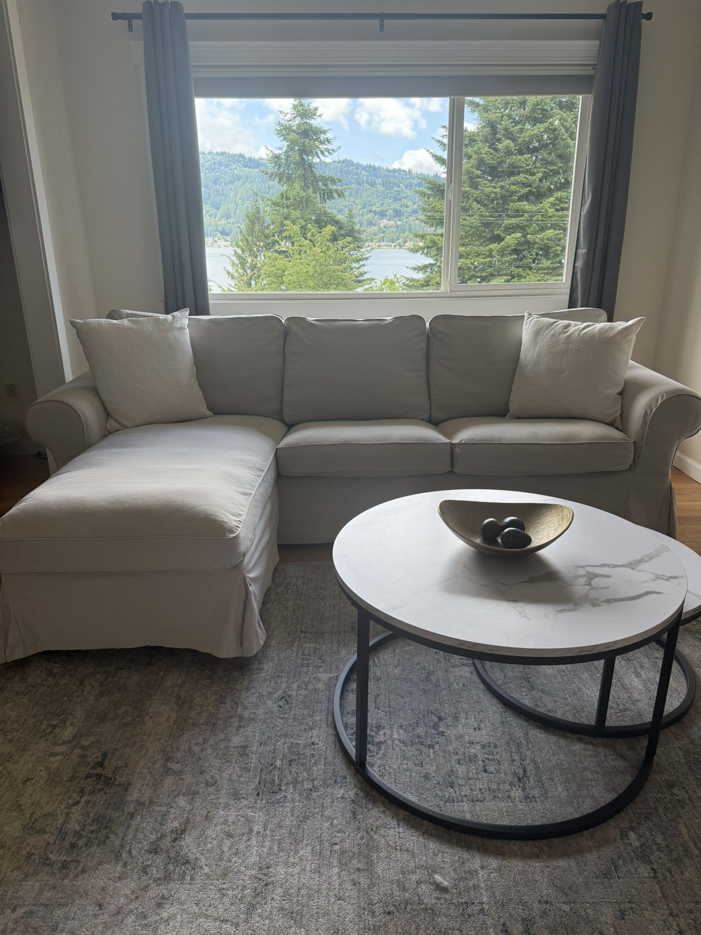 KEA Ektorp 3-Seater Couch w/ Chaise - White/Beige