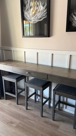 Counter Height Dining Table with 3 Stools & Built-In USB/Power Outlets