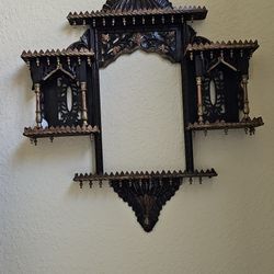 Antique Anglo-Indian Carved Wall Rack Mirror Antique Carved Wall Shelf