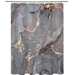 Shower Curtain with Grommets + 12 Hooks, Machine Washable NEW!!
