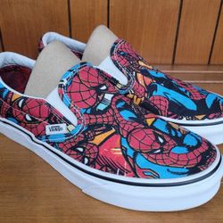 Vans X Marvel Spiderman Slip-on Shoes Red & Blue 721356 M 5.5 W 7