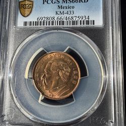 1966-Mo Mexico 10 Centavos – PCGS MS66RD – Red Mint State – KM-433 World Coin