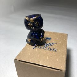 Vintage Limoges France Cobalt Blue Mini Owl