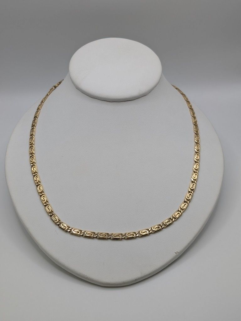18kt Solid Yellow Gold Fancy Link Chain 20" Long, 5mm Thick, Weighing 31.40G