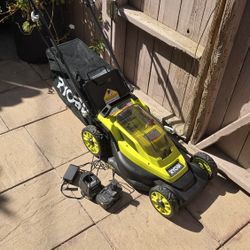 Ryobi 18v 13-in Cordless Battery Walk Behind Push Lawn Mower 