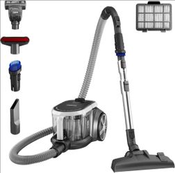 Bagless Canister Vacuum Cleaner, Lightweight Vac for Carpets and Hard Floors