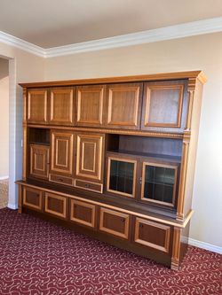 Large Wooden Wall Unit Entertainment Center