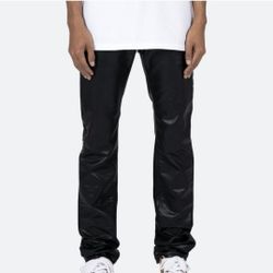 mnml D481 Leather Straight Pants - Black Size 30