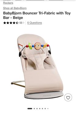 BabyBjorn Bouncer Tri-Fabric with Toy Bar - Beige