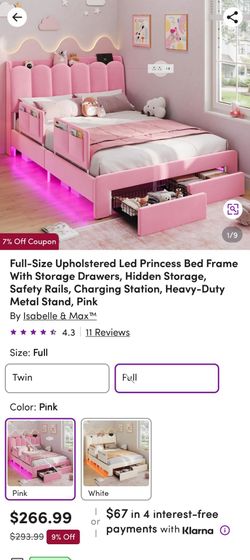 FrameFull-Size Upholstered Led Princess Bed
