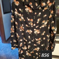 Long Black Floral Shirt