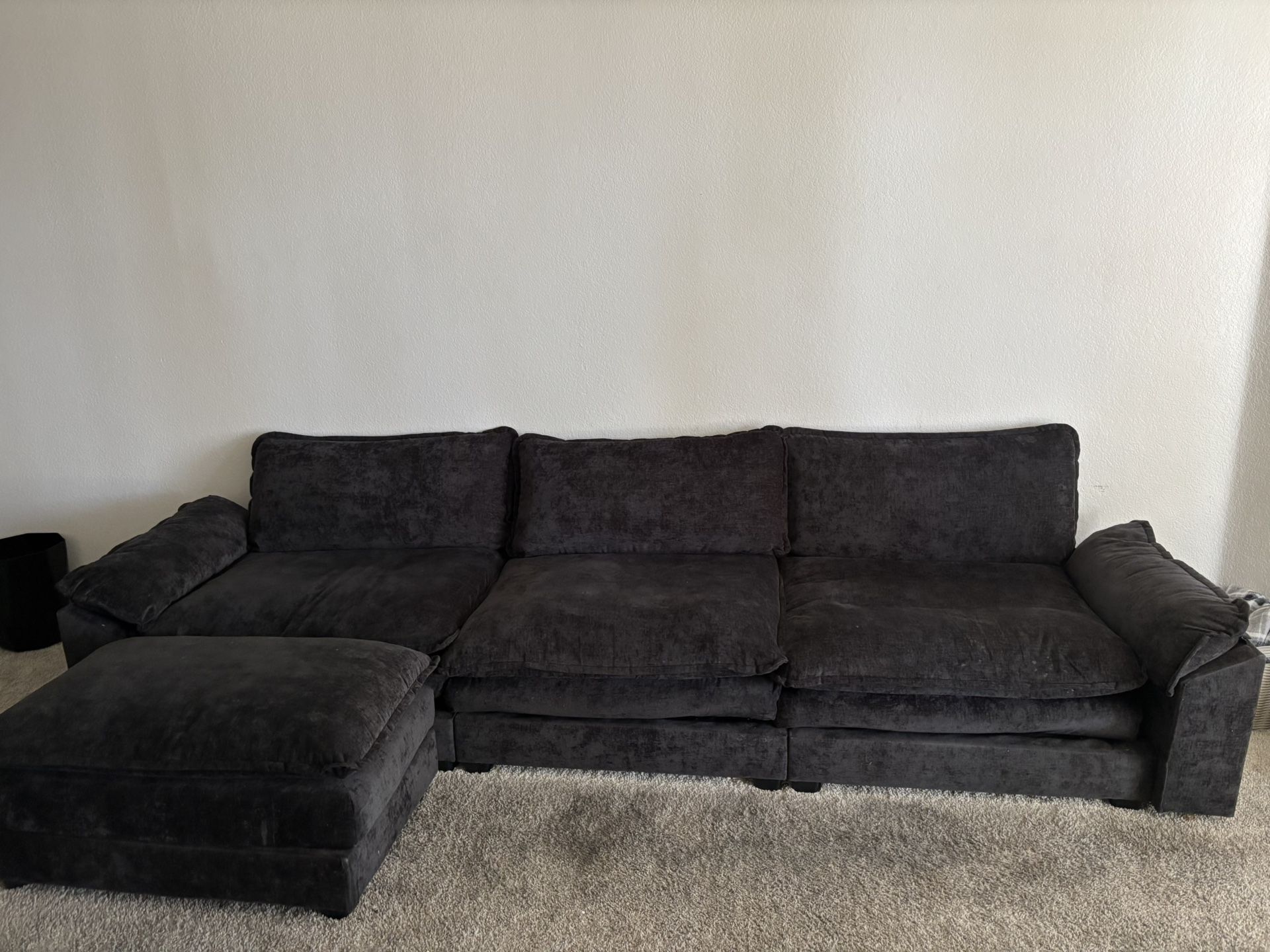 Black Couch (With Ottoman) 110in