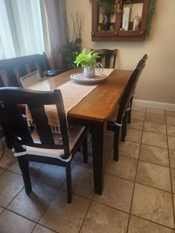 Solid Wood Dining Table Set with Bench – Great Condition