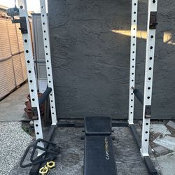 Squat Rack , Bench, Bars And Weights