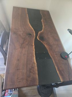 Epoxy and walnut desk