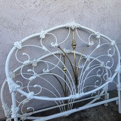 Vintage French Elliott’s Design Queen Iron Headboard And Footboard 
