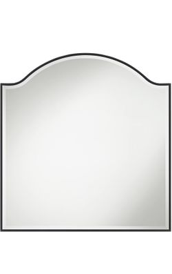 Noble Park Zoey Arch Top Square Vanity Decorative Wall Mirror Modern Industrial Beveled Edge Matte Black Frame Wide for Bathroom Bedroom Living Room H