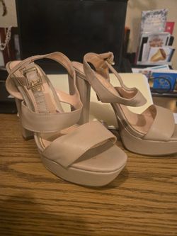 Nude Platform Block Heel Sandals