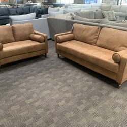 Modern Camel Sofa And Love Seat 