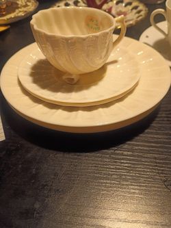 Beleek Neptune Tea Cup And Saucer Made In Ireland