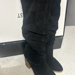 Nine West Abee Suede Block Heel Boot Size 6.5