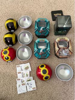8 empty pokemon tins + stickers