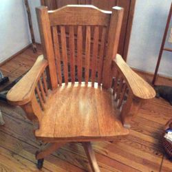 Vintage oak rolling desk chair