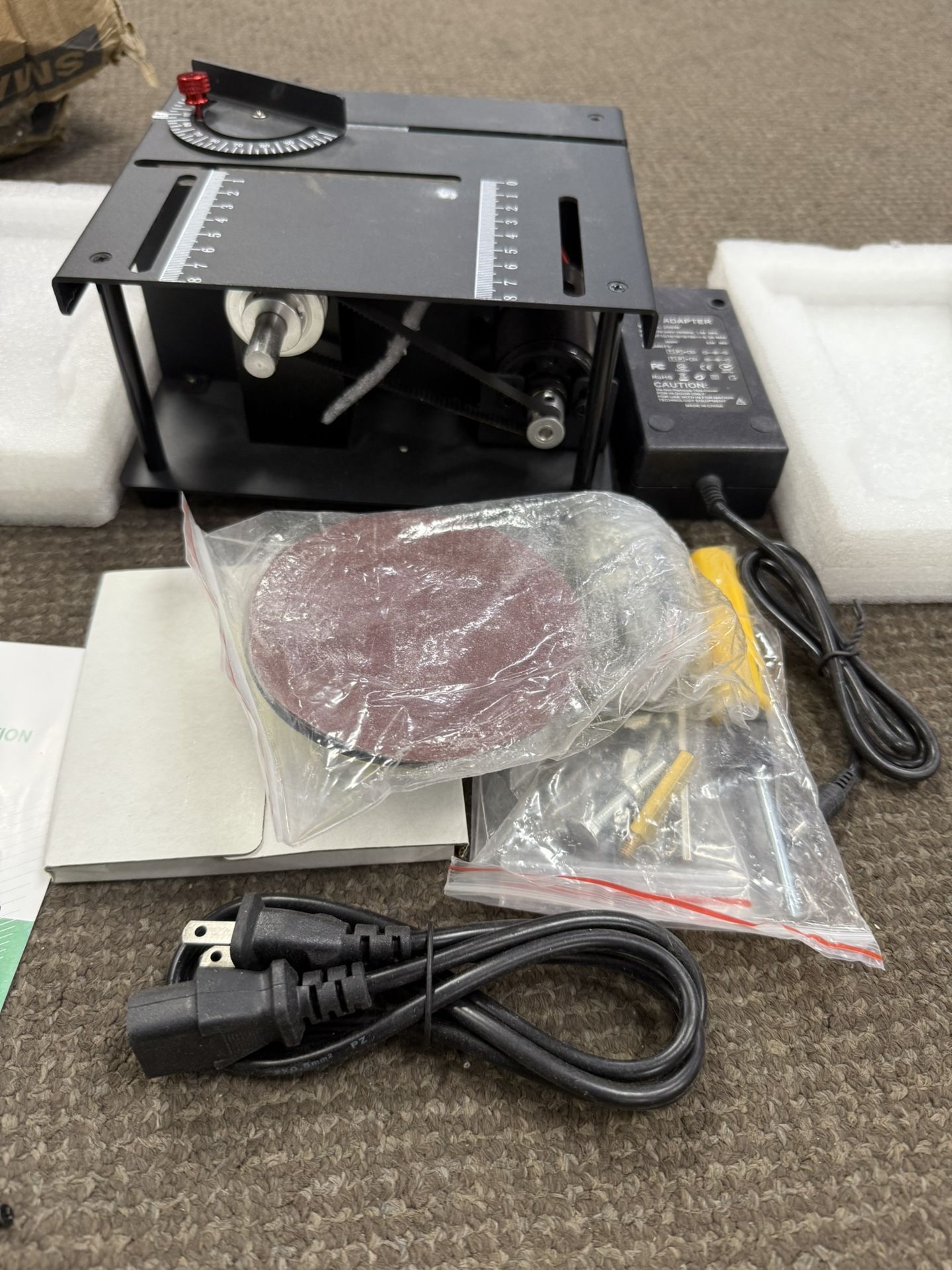 Mini Table Saw, Upgraded Version with 0-90° Angle, Sliding Polisher for Woodworking,
