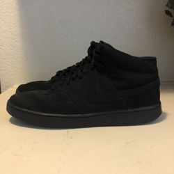 Nike Court Vision Mid Sneakers In The “Triple Black” Color Way