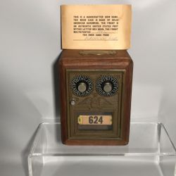 Hand Crafted Wood Double Dial Post Office Letter Door Coin Bank