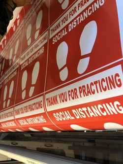 Social distancing stickers