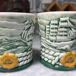 Cutty Sark Clipper Ship Cup English Scotch Whiskey 1998 Vintage Mug Set Of 2