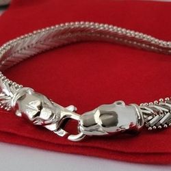 ❤️925 Precious Sterling Silver Panther-Head Imperial Link Design Milor Italian Bracelet!👌🎁Post Tags: Pulsera de Plata