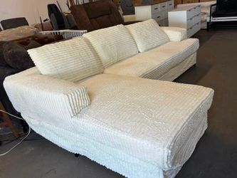 107" Sectional Couches for Living Room with L-Shape Couch Deep Seat Sectional Couch with Chaise,White/Black