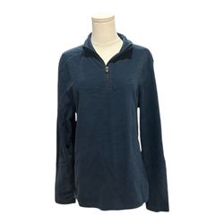 Workout Fleece Women’s Shirt Quarter Zip Pullover Navy Blue Medium