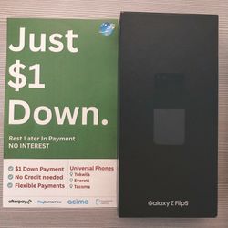 SAMSUNG GALAXY Z FLIP 5 5G UNLOCKED. FREE SMARTWACH/ HEADPHONES. PAY $1 TODAY  REST IN  PAYMENTS.  NO  CREDIT NEEDED FINANCING 