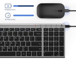 NEW seenda Rechargeable Wireless Keyboard Mouse, Ultra Thin Low Profile Wireless Keyboard and Mouse with Number Pad, Quiet Portable Combo Compatible f