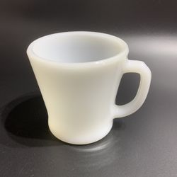 Vintage Anchor Hocking White Milk Glass D Handle Coffee Mug Retro Cup Oven Proof